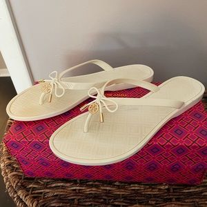 Tory Burch Logo Charm Bow Jelly Flip Flop